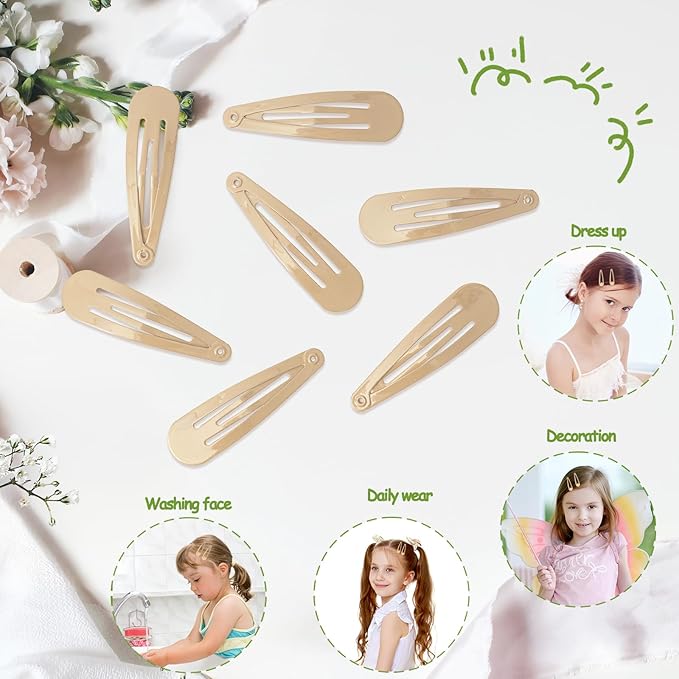 120pcs Taupe Metal Snap Hair Clips, 2 Inch Non-Slip Barrettes for Women Kids Teens, All-Day Hold Hair Accessories for Fine & Thick Hair (Taupe)
