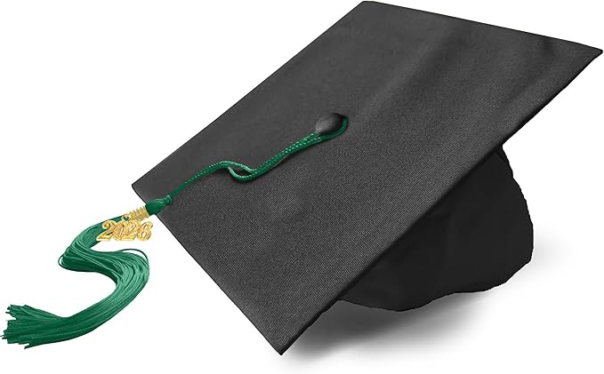 Graduation Cap with 2026 Tassel Year Charm Black Graduation Cap for High School & Bachelor