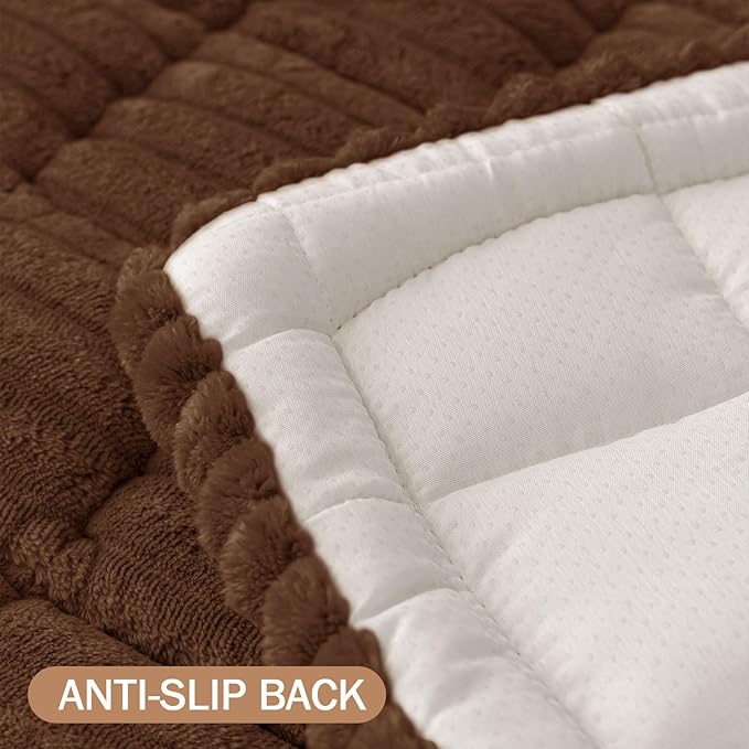 Smiry Couch Cover for Dogs Washable, Non Slip Fuzzy Pet Couch Covers for 3 Cushion Sofa Pet Friendly, Thick Soft Sofa Slipcovers Cushion Protector (Brown, 27.6" x 82.7")