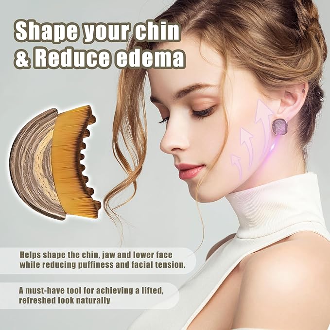 Lymphatic Contour Face Brush & Gua Sha Tool, Super Soft Facial Drainage Massager for Puffiness, Jawline Sculpting & Skin Tightening, Ergonomic Portable Beauty Tool for Sensitive Skin Daily Care