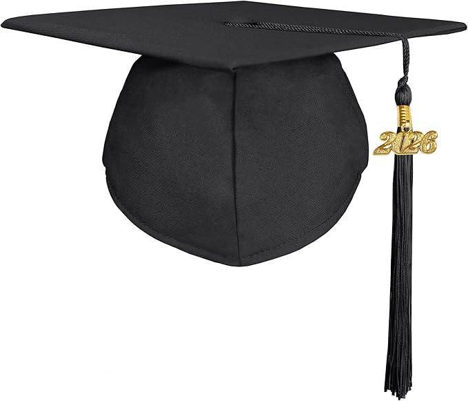 GradPlaza Matte Graduation Cap 2025 and 2026 Tassel Adult Graduation hat for High School College