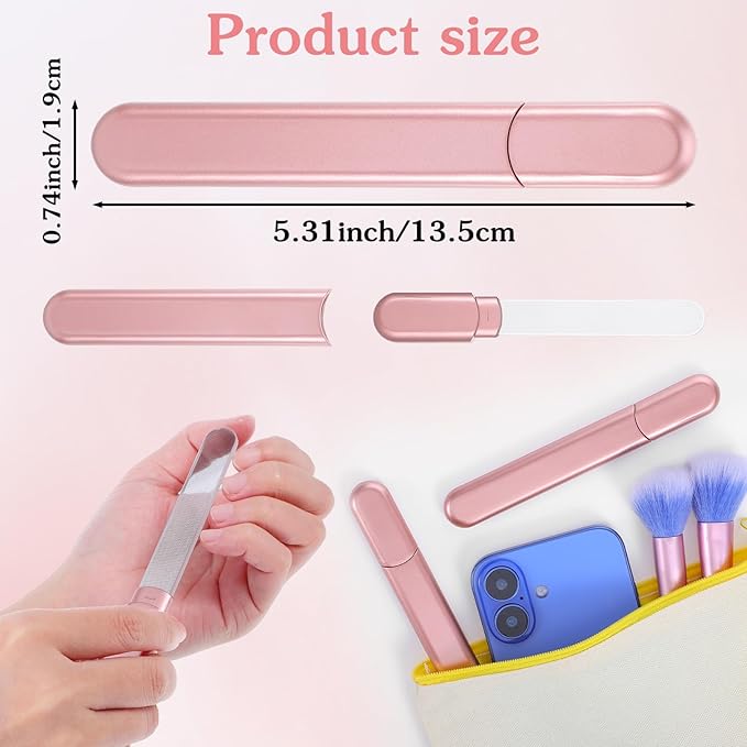 Glass Nail File with Case, Crystal Fingernail Manicure Files Professional Foot Nail Care Tool Home Salon Beauty Shaping Polisher Buffer for Women Mom Sister Girlfriend Friends Christmas
