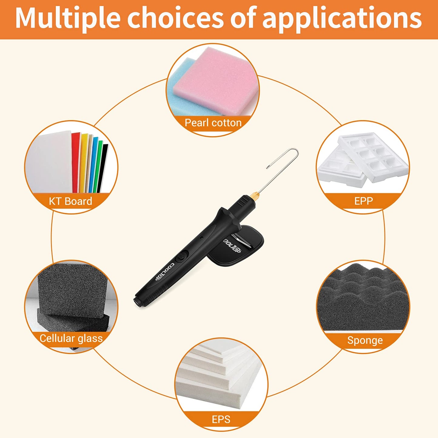 Cooltop Hot Wire Foam Cutter kit, 18W Styrofoam Knife Cutter Electric Hot Wire Foam Cutting Tool, Heated Foam Carving Knife Kit with Cleaning Pen for Foam Board, Pearl Cotton, EPP, KT Board, EPS