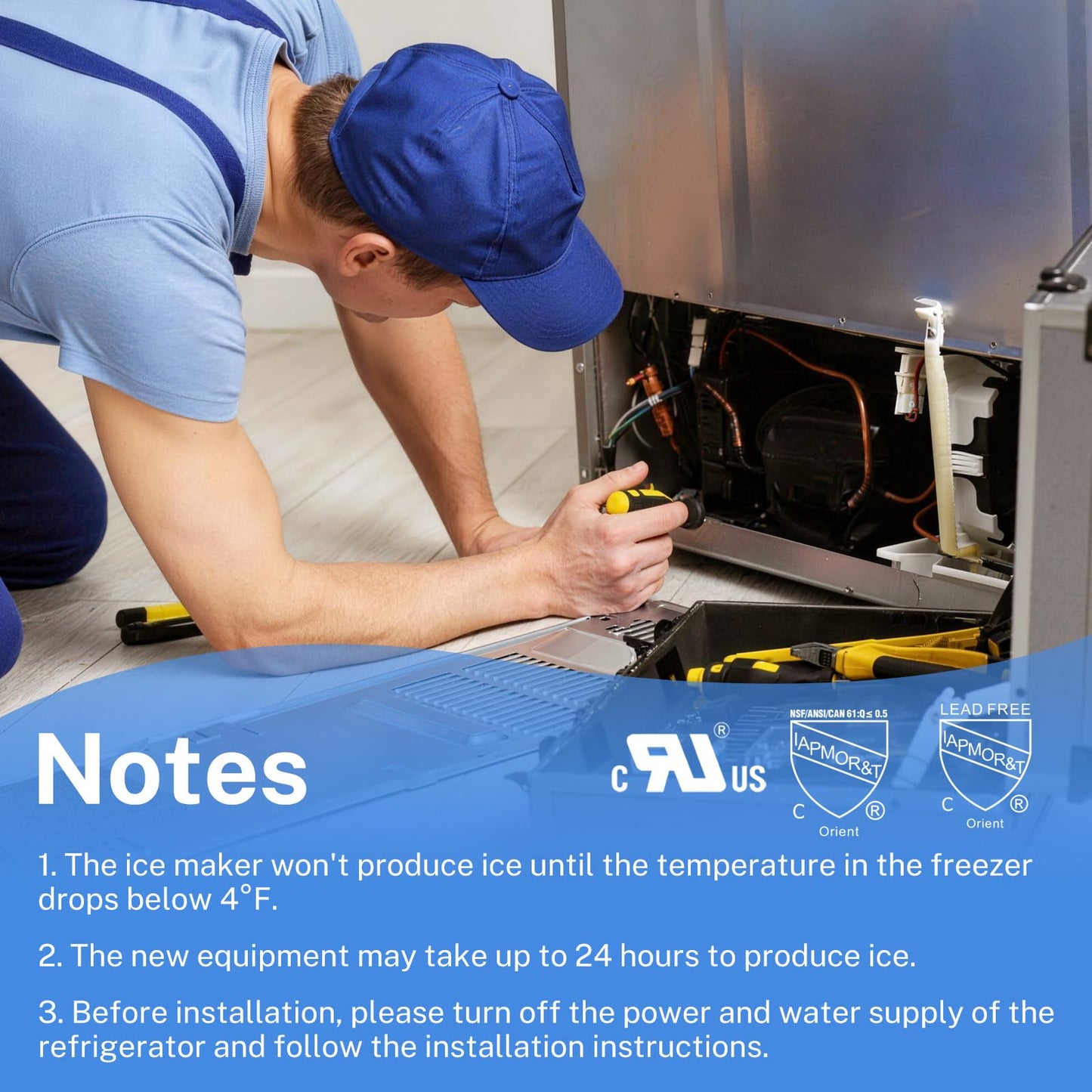 Nurfosttek 2198597 Ice Maker, 185W 115V 60Hz, Compatible with Whirlpool Maytag KitchenAid Amana Refrigerator, Replaces W10122502 626663 1016069 2198678, High Efficiency Ice Making