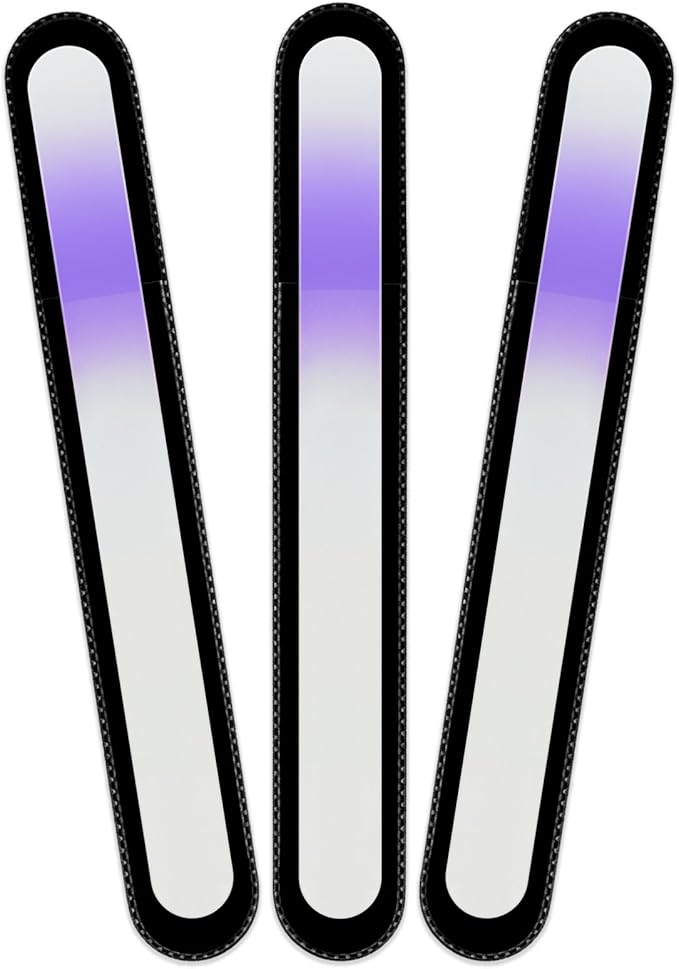 Mont Bleu Rainbow Crystal Nail File in Black Pouch - Large/Professional Size - Czech Tempered Glass - Handmade in Bohemia (Czech Republic)