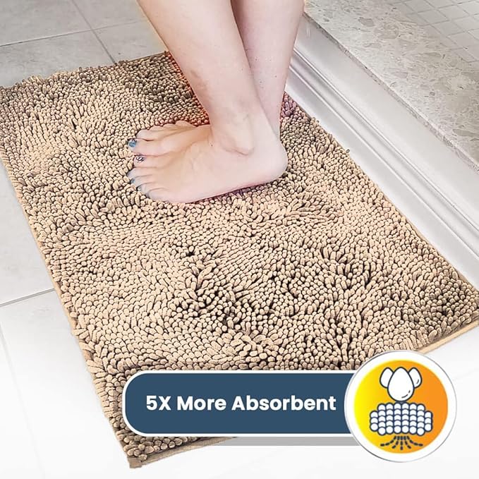 Muddy Mat® | Super Absorbent Door Mat Indoor, Microfiber Quick Dry Chenille Entryway Rug, Non-Slip Front Door Mat, Indoor Mats for Entryway, Machine Washable Pet Rug, Beige 5ft x 7ft