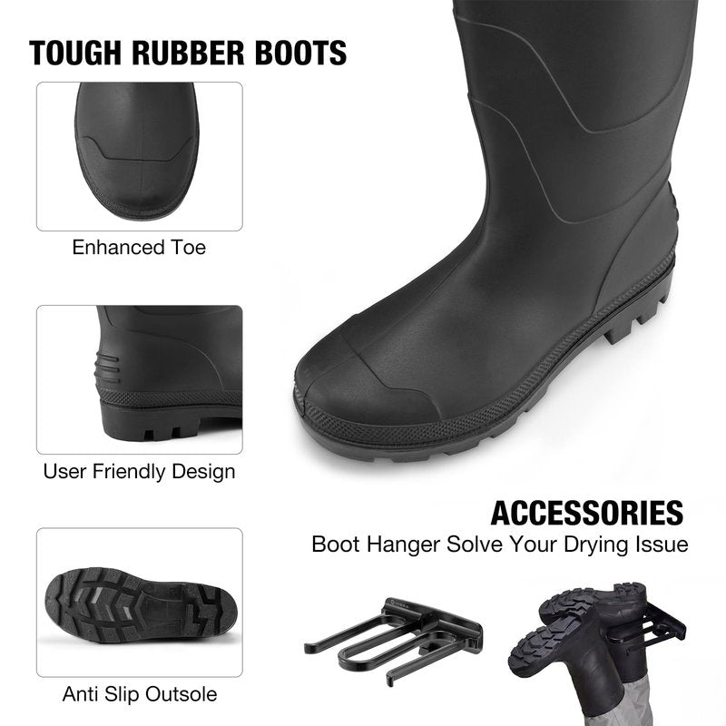 FISHINGSIR Fishing Waders for Men, 2-Ply Nylon/PVC Waterproof Women Chest Wader with Boots, Bootfoot Hunting Waders