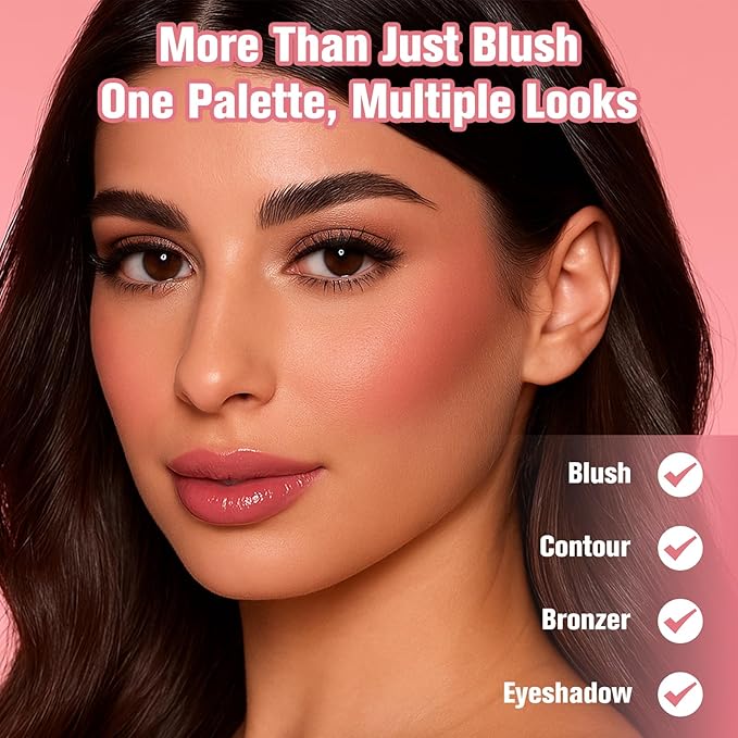 8 Colors Face Matte Blush Palette Shading Blusher - Buildable Facial Cheek Blusher Contour Bronzing Pressed Powder Makeup Pallet Women Gift Set (8 Colors Face Blush Palette)