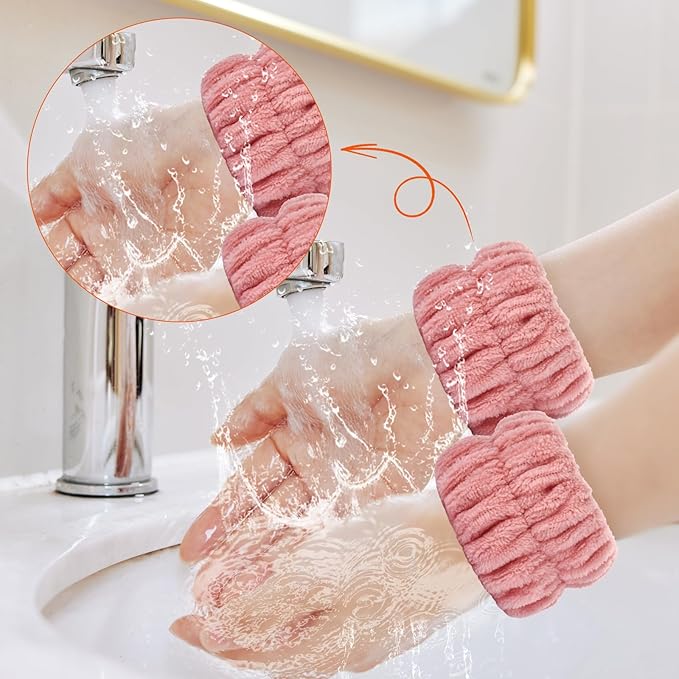 2pcs Wrist Bands for Washing Face Wash Wristbands Wrist Towels Arm Bands for Skincare Makeup Wrist Cuffs Spa Wrist Scrunchies