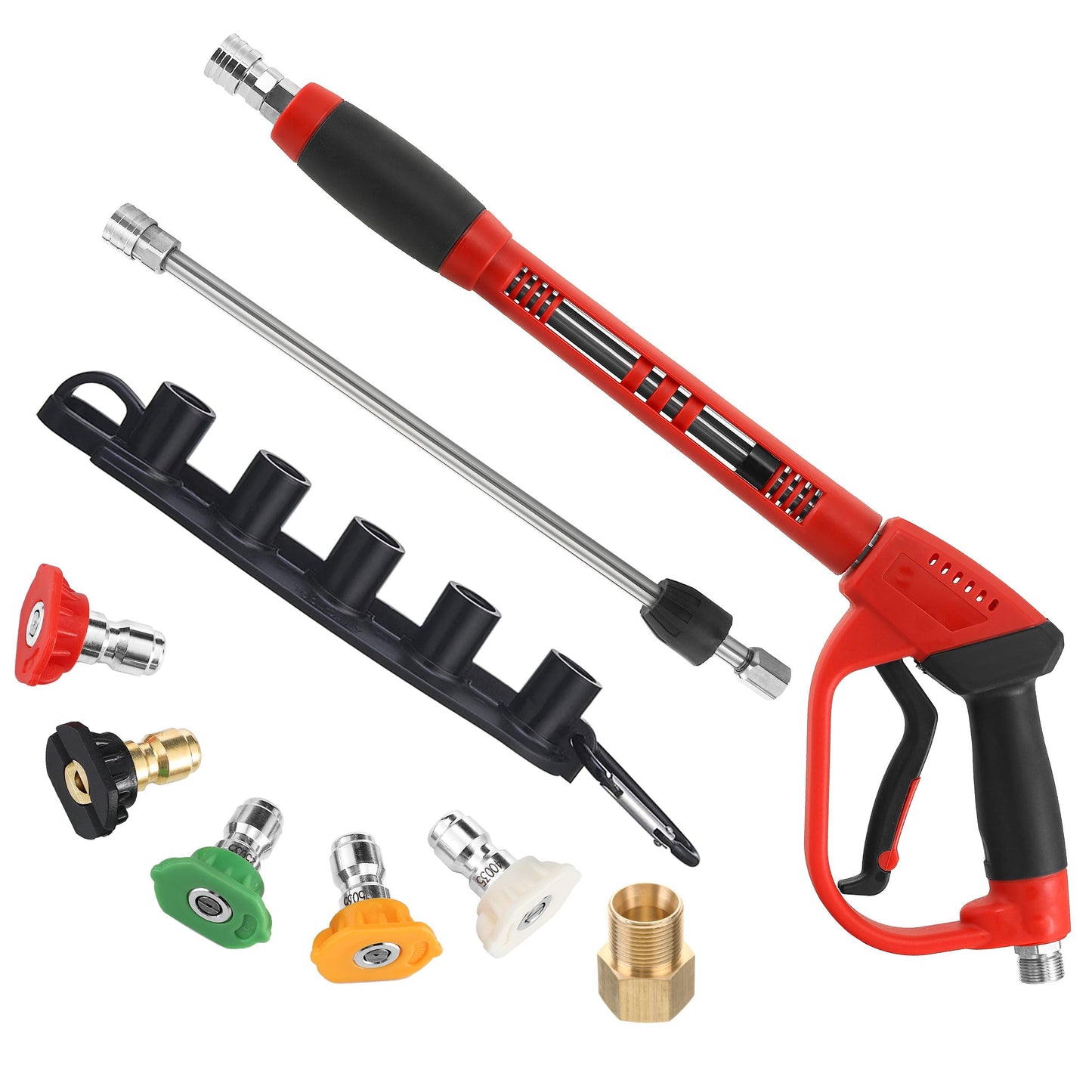 Tool Daily Deluxe Pressure Washer Gun, with Replacement Wand Extension, 5 Nozzle Tips, M22 Fitting, 40 Inch, 5000 PSI