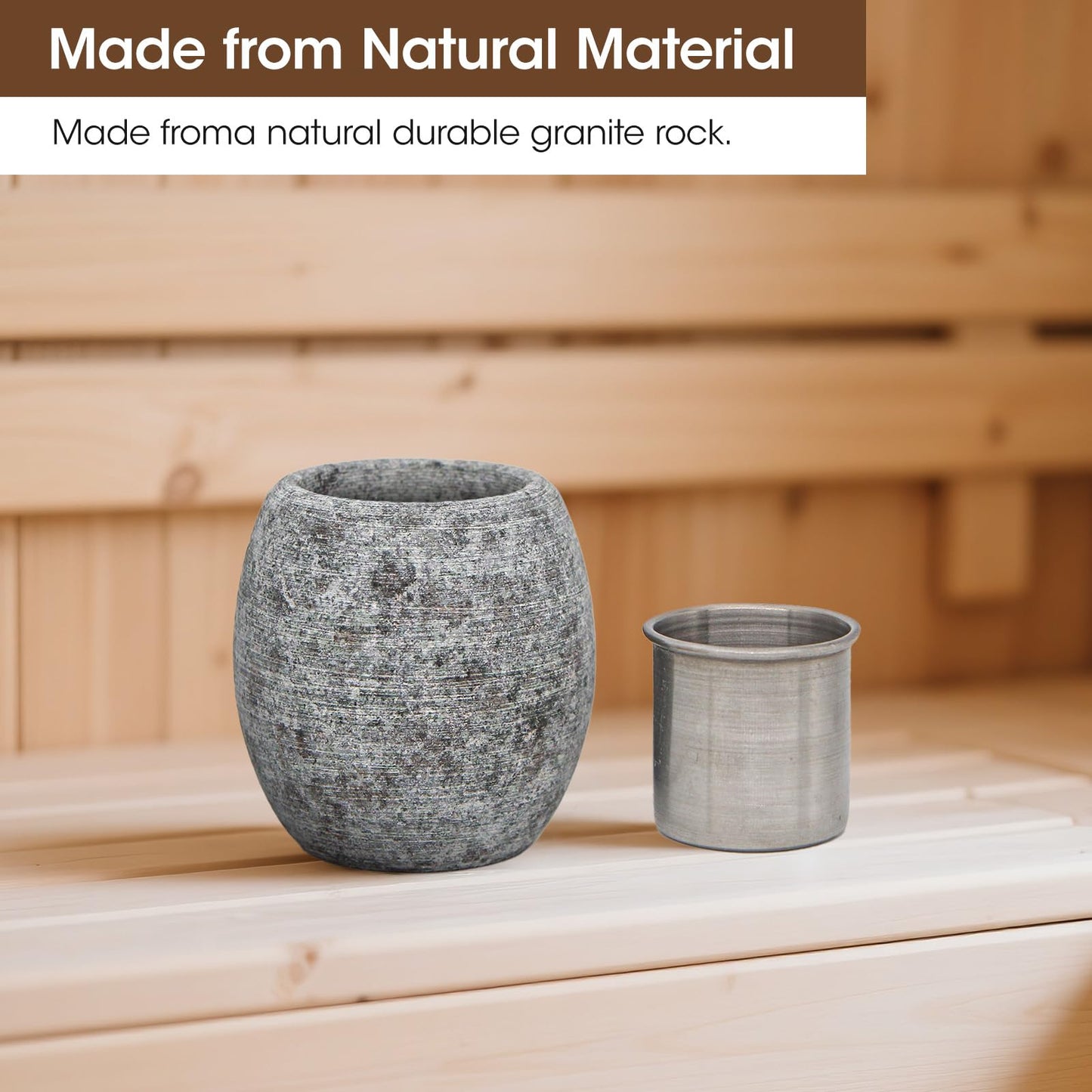 MXMZHXU Sauna Aromatherapy Stone, Sauna Essential Oil Diffuser, Natural Rock with Stainless Steel Bowl for Essential Oils, Spa Accessories