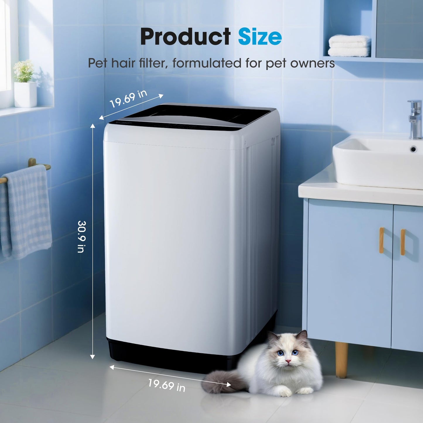 WATTSMART 15.7lbs Portable Washing Machine, Full-Automatic Portable Washer with 10 Wash Cycles, Top Load Clothes Washer with Drain Pump for Apartment Bathroom, Dorms, RVs