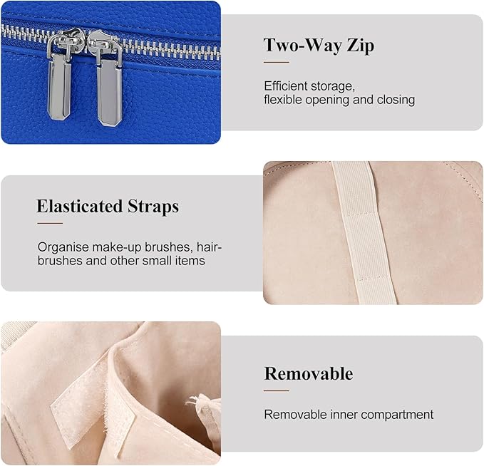 honitty Makeup Bag, Travel Make up Case with Compartments and Handle, Portable Cosmetic Organizer Bags,Toiletry Bag for Women