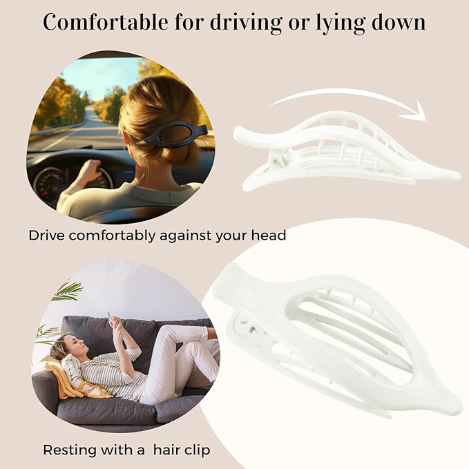 8 Pack Glossy White Flat Hair Clips for Women – Sleek Non-Slip Claw Clips with Strong Hold, Minimalist Hair Accessories for Bridal, Office, or Everyday Wear