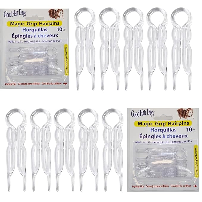 Good Hair Days Hair Pins - 2 1/2" Plastic, U-shaped Magic Grip Hairpins, Strong Durable Pins For Fine, Thick & Long Hair, Styling Accessories - Crystal, Set of 20