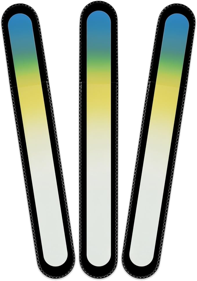 Mont Bleu Rainbow Crystal Nail File in Black Pouch - Large/Professional Size - Czech Tempered Glass - Handmade in Bohemia (Czech Republic)