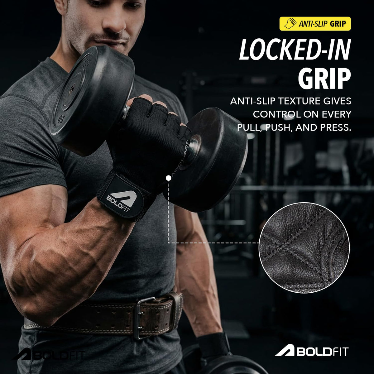Boldfit Gym Gloves for Men & Women with Wrist Support Accessories for Weightlifting, Training, Exercise, Cycling Gloves, Bike Riding Gloves- Warrior -L, Polycotton Blend, Black, Large (8" - 8.5")