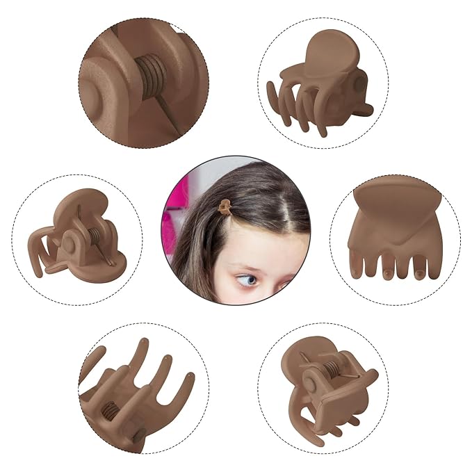 YOHAMA 36 pcs Dark Borwn Mini Hair Clips, Durable and Strong Tiny Hair Claw Claw Clips for Women and Men,Multifunction Hair Claw Good for Decroation Buns, Pining Bangs, Design Kids Hairstyles.