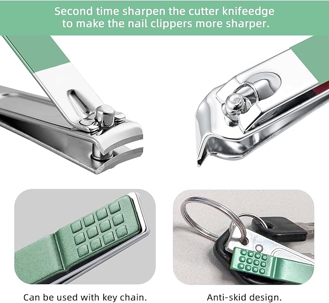 Manicure Set 8 in 1 Nail Clipper Set,RedFlow Nail Clippers,Fingernail & Toenail Clippers,Manicure Tools,Pedicure Tools,Suitable for Travel Manicure Kit,Nail Set Kit with Everything Profe (Green)