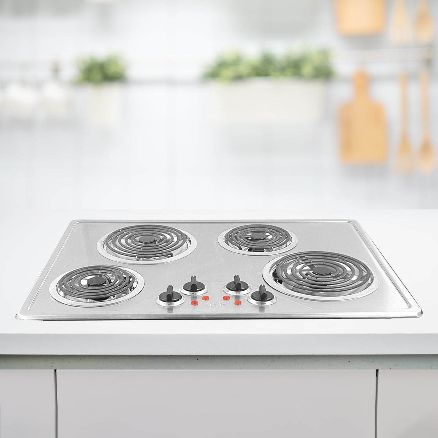 Summit 30" 4 Burner Electric Cooktop, 230 Volt Coil Electric Cooktop, ADA compliant, Stainless Steel- CR430SS