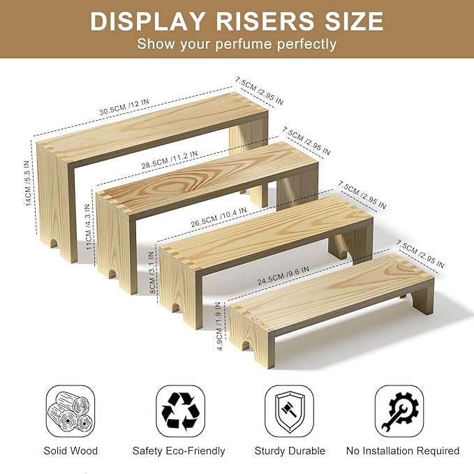 2 Set Wooden Tiered Risers Display Stands for Vendor Events,Stackable Wood Cupcake Display Stand,Farmhouse Decor Wood Dessert Table Display Set,Vendor Booth Display Items,Food Display Risers for Party