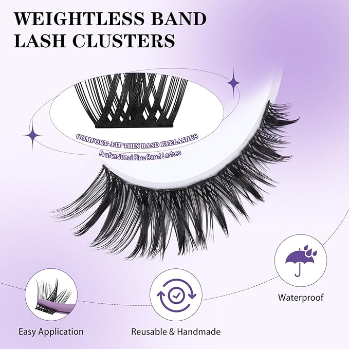 B&Q Wispy Lash Clusters Full B31,Eyelash Clusters 156PCS Comfortable band Cluster Eyelash Extensions,8-18mm Volume Individual Lashes Lightweight D Curl Lash Clusters Soft Eyelashes Natural Look(B31)