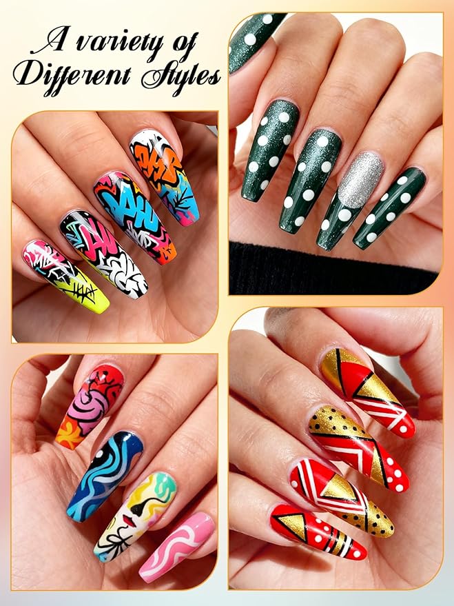 12 Color 3D Nail Art Pens Set, Kalolary 0.7MM Nail Polish Pens Nail Point Graffiti Dotting Pen Quick Drying Acrylic Paint Markers for Nail Art Design Home & Salon Nails DIY
