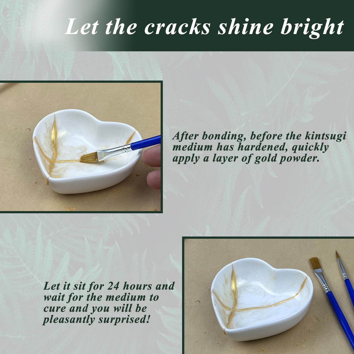 Kintsugi Repair Kit Gold, Japanese Kintsugi Kit to Improve Your Ceramic, Repair Your Meaningful Pottery with Gold Powder Medium, Perfect for Beginners Restoring Meaningful Gifts