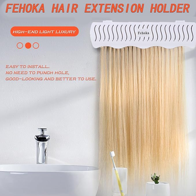 Hair Extension Holder holder for Washing,Styling, Packing and Storing,Hair Extension Holder holder for salons,bathrooms, beauty shops, cloakrooms.4 quick&easy Installation Modes With Tool.