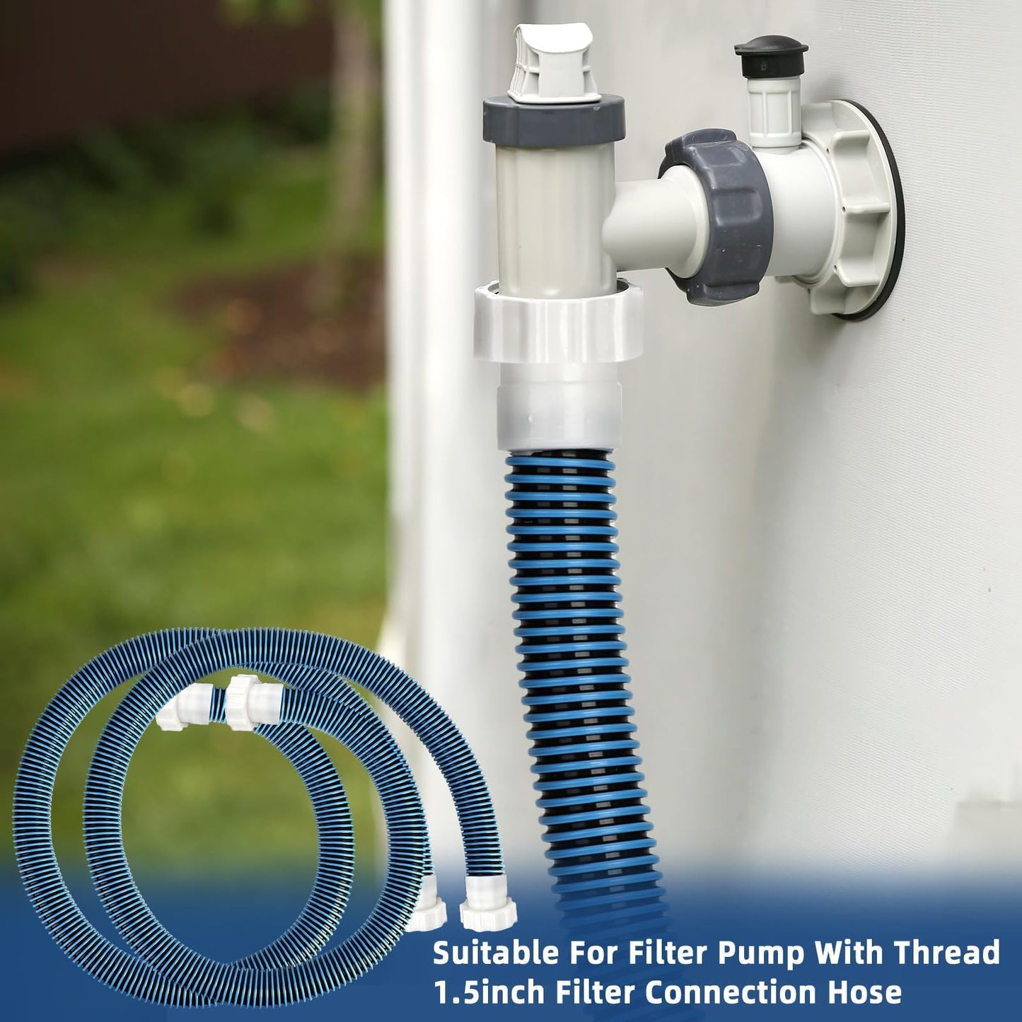 Conderyang 2 Pack 1 1/2 Pool Hose for Above Ground Pool 6ft Pump Replacement Hoses 1.5" EVA Heavy Duty Swimming Pool Hose for Above Ground, Filter Pumps, Saltwater Systems and Sand Filters (Blue)