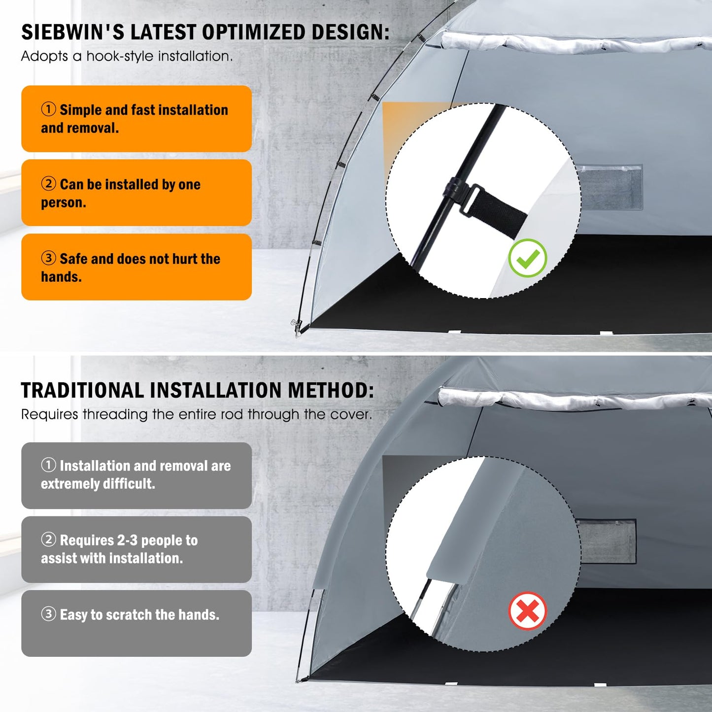 Portable Paint Booth Tent, Siebwin Extra Large 10x6x6.5ft Spray Paint Tent with Built-in Floor & Mesh Screen & Windproof Hooks for Furniture DIY Hobby Tool Spray Paint Shelter, Gray