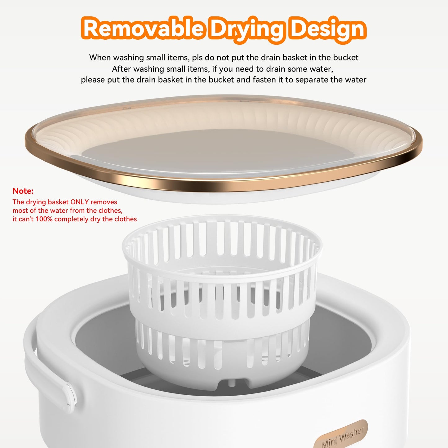 Portable Washing Machine, Folding 20L Mini Washer and Spin-Dryer, 3 Cleaning Modes & Deep Cleaning Small Compact Laundry Machine of Small Clothes for Apartments, Dormitories,Home, RV, Travel, White