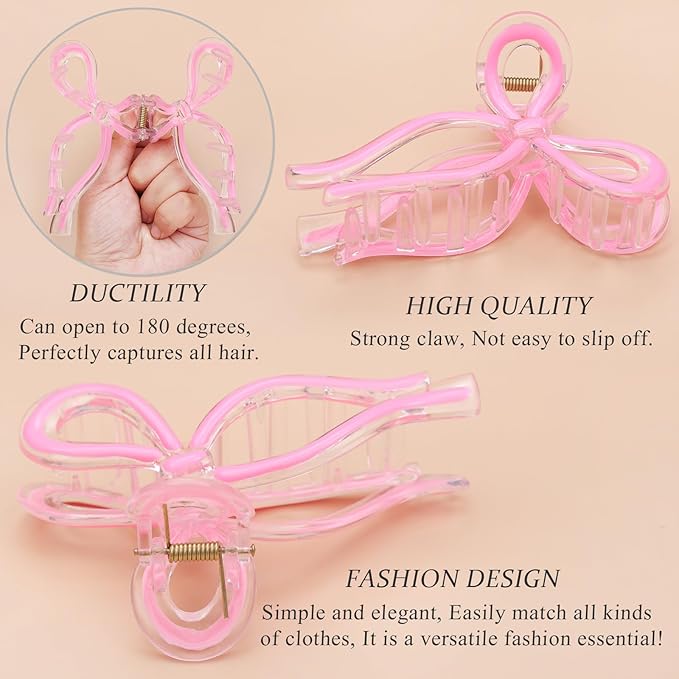 4 Pcs Bow Hair Clips Elegant Hair Claw Butterfly Hair Accessories for Girls Nonslip Butterfly Clips Hair Styling Accessories for Women