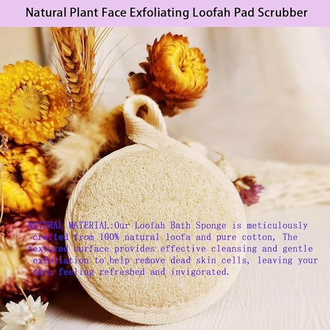 Natural Loofah Exfoliating Face Scrubber,Shower loofah Facial Scrubber exfoliating Pads for Women and Men,Made with Biodegradable Shower loofa Sponge,for Face that Gets You Clean(6 PC)