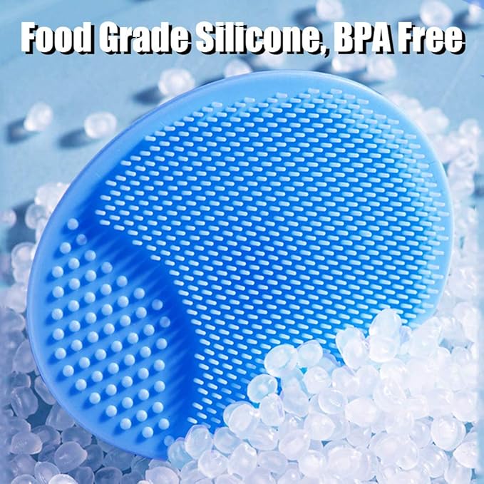 Baby Bath Brush, Baby Cradle Cap Brush, Silicone Massage Brush, Silicone Scrubbers Exfoliator Brush, Baby Skin Scrubbers for Dry Skin, Cradle Cap and Eczema (Large-Blue & Green)