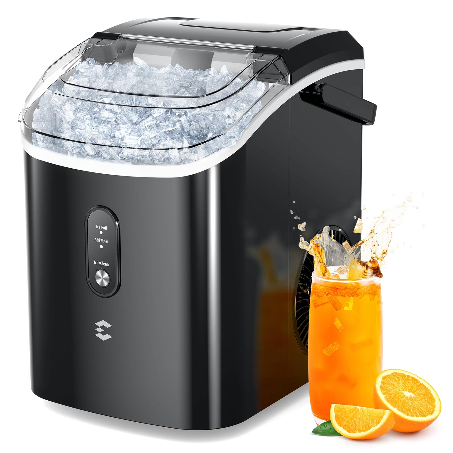 EASYERA Nugget Ice Maker Countertop, 33LBS/24H, Self-Cleaning Portable Pebble Ice Machine with Soft Chewable Pellets Sonic Ice, Buscket and Scoop, for Home/Kitchen/RV/Party/Camping/Office, Black