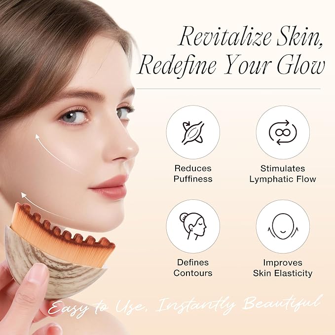 Lymphatic Contour Face Brush for Lymphatic Drainage,Dry Lymphatic Drainage Massager,Ergonomically Designed to Fit The Skin Precisely 2-Packs
