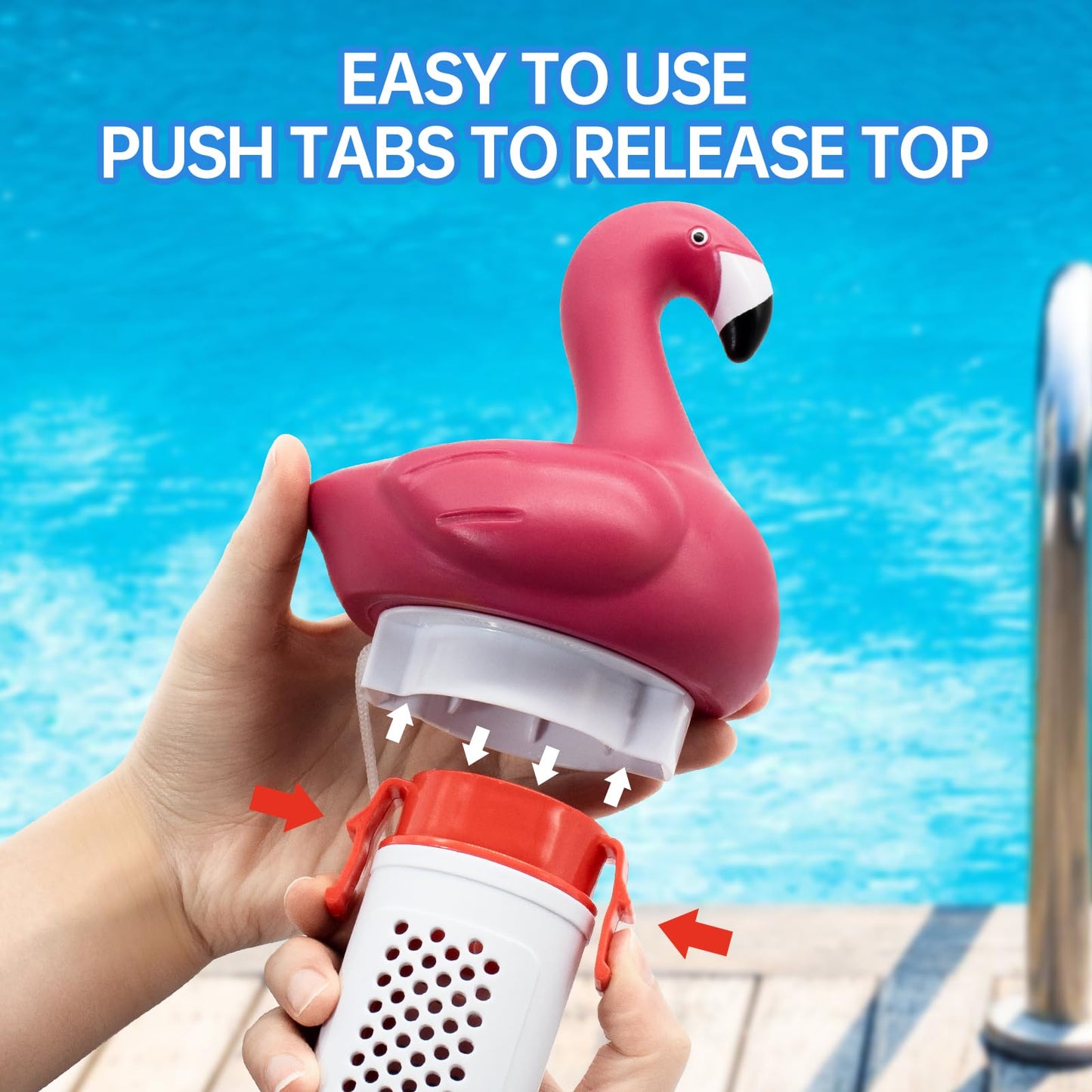 b&h Pool Chlorine Dispenser for 1 Inch Tablets Only - Mini Floating Chlorine Floater, Spa, Tub & Small Pool Bromine Holder, 6 Flow Level Control Settings, White