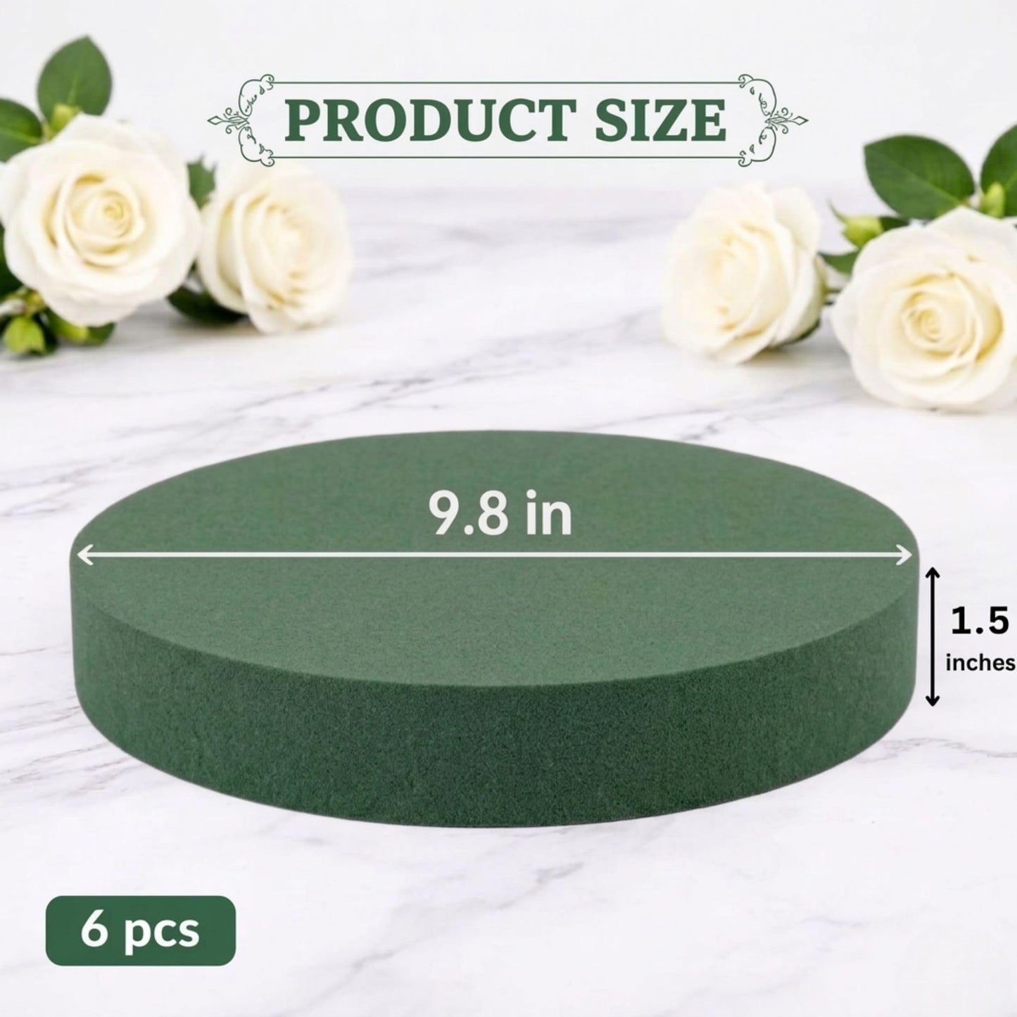 FLOFARE Floral Foam Round Blocks for Flower Arrangements, Green Florist Flower Foam for Fresh & Artificial Flowers, Wedding & Party Décor (Large 9.8)