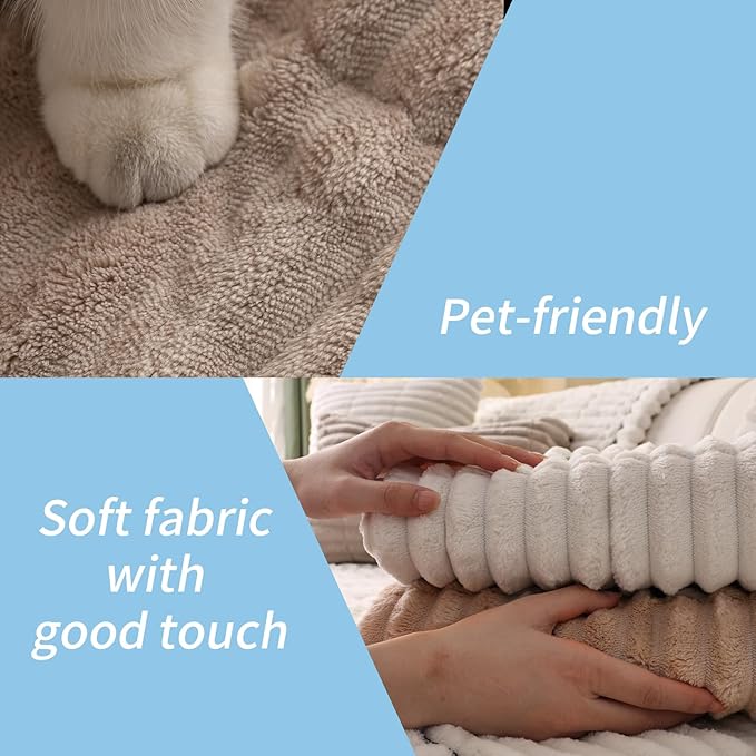 Couch Cover for Dogs Washable,Non Slip Fuzzy Durable Couch Covers for 3 Cushion Sofa Pet Friendly Sofa Cover Dog Thick Soft Slipcovers Protector Couches Mat Bed (Brown, 27.6" x 70.9"/70 x 180cm)