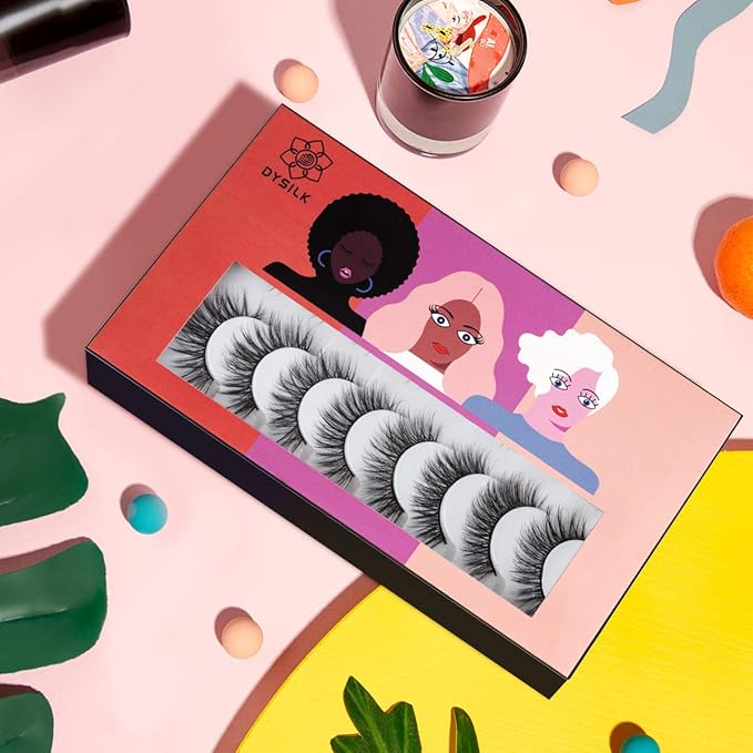 DYSILK Mink Lashes Fluffy Eyelashes - Strip Lashes False Lashes 8 Pairs 6D Lashes Faux Mink Eyelashes Fluffy Natural Look False Eyelashes Long Lashes Pack Mink Lashes Soft Reusable Eye Lashes