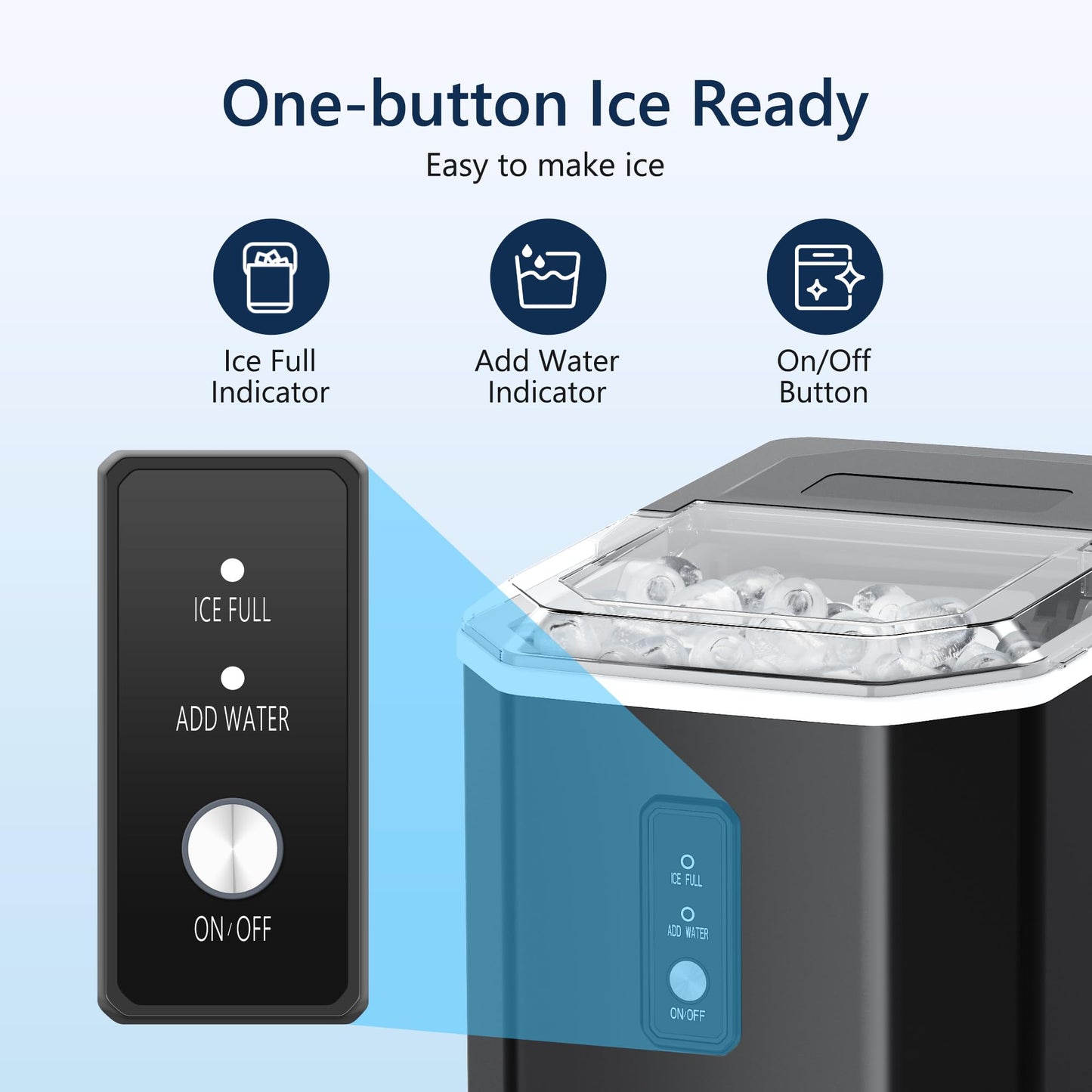 ICEVIVAL Countertop Ice Makers -26 lbs/24H, 9 Cubes Ready in 8Mins, Self-Cleaning Countertop Ice Maker with Handle, Portable Ice Machine with Ice Scoop&Basket, Perfect for Home/Kitchen/Office(Black)