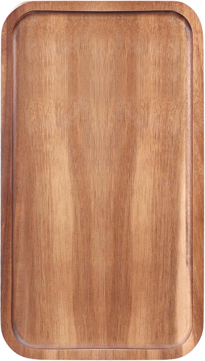Medium Acacia Wood Serving Trays Long Charcuterie Boards Wood Snack Platter Rectangular Cookie Appetizer Plates Serving Cheese Board Rectangle Kitchen Dinner Platters for Food Dish Cake Dessert Tray