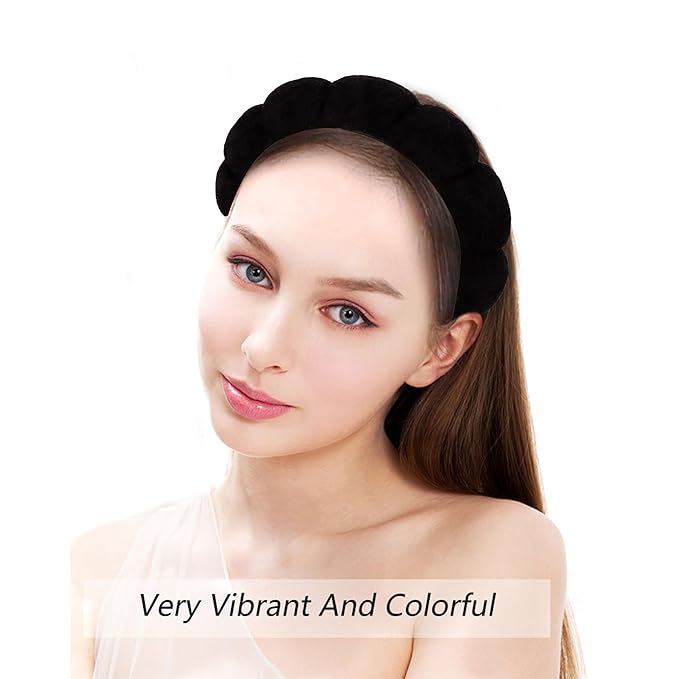 AOPRIE SPA Headbands for Washing Face Makeup Headbands with Bow Hair Band Women Facial Head Band Wrist Towel Wraps For Shower Face Mask Black 2 Style Black, 6 Pack