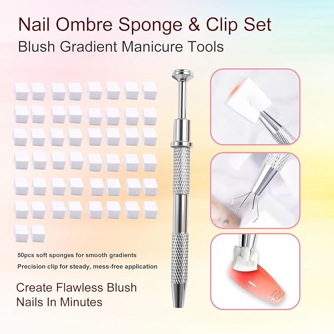 65Pcs Nail Art Tools Set, Professional 7Pcs Nail Art Brushes and 2Pcs Striping Liner Brush, 3Pcs Dual Tipped Dotting Pens, 4-Types Cat Eye Magnet, 50Pc Nails Sponges for Ombre & Grabbing Pen