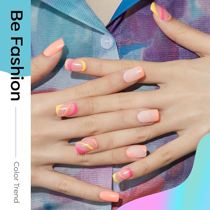 modelones Gel Nail Polish Set - 6 Colors 2026 Spring Summer Neon Bright Gel Polish Hot Pink Royal Blue Purple Turquoise Peaches Coral Yellow Pastel Nail Polish Soak Off LED Manicure DIY Gift Unisex