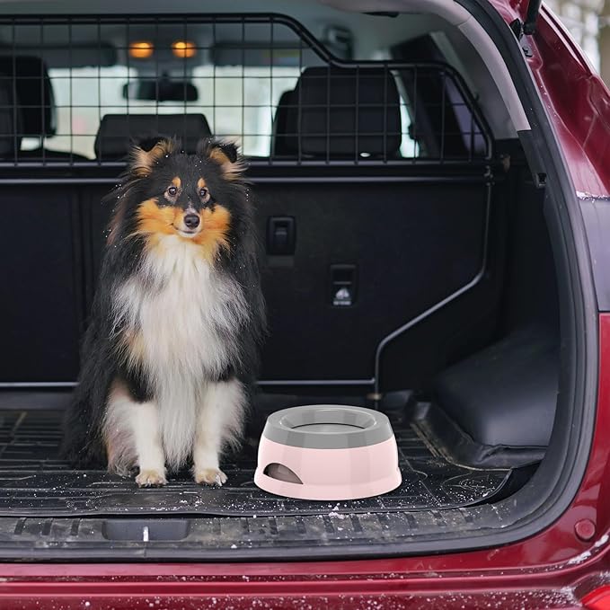 25oz Slow Drink Dog Water Bowl, No Spill Water Bowl for Dogs Cats, Non-Splash No Mess Puppy Kitten Water Feeder, Carried Portable Base for Vehicle Car,Travel,Home (Small/Medium Pets) - Pink