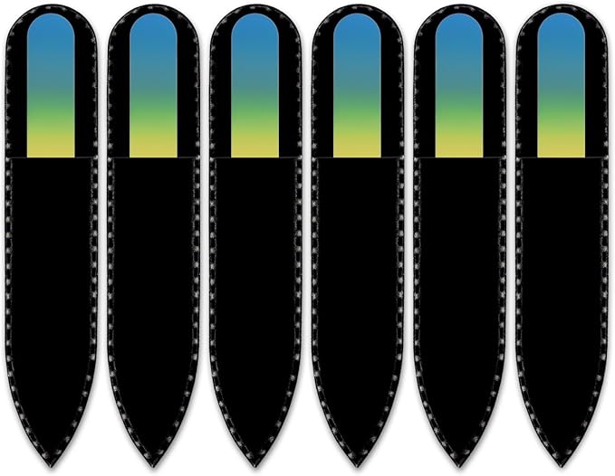 Mont Bleu Rainbow Crystal Nail File in Black Pouch - Small/Purse Size - Czech Tempered Glass - Handmade in Bohemia (Czech Republic)