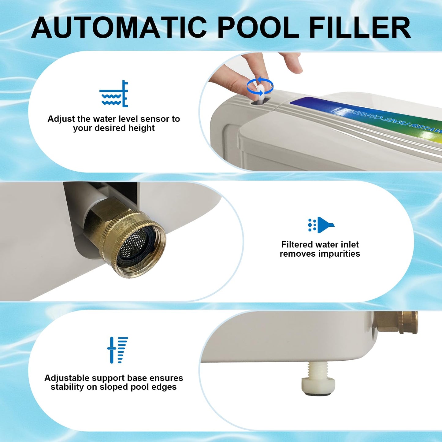 LAJBZ 2026 New Version Automatic Pool Filler, Pool Water Leveler Auto Fill, Pool Auto Fill, Automatic Pool Water Leveler, LC3001 - White