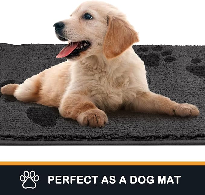 PURRUGS Dirt Trapping Door Mat 32" x 47", Non-Skid/Slip Machine Washable Microfiber Entrance Rug, Shoes Scraper, Dog Doormat, Super Absorbent Floor Mat for Muddy Wet Shoes and Paws, Grey